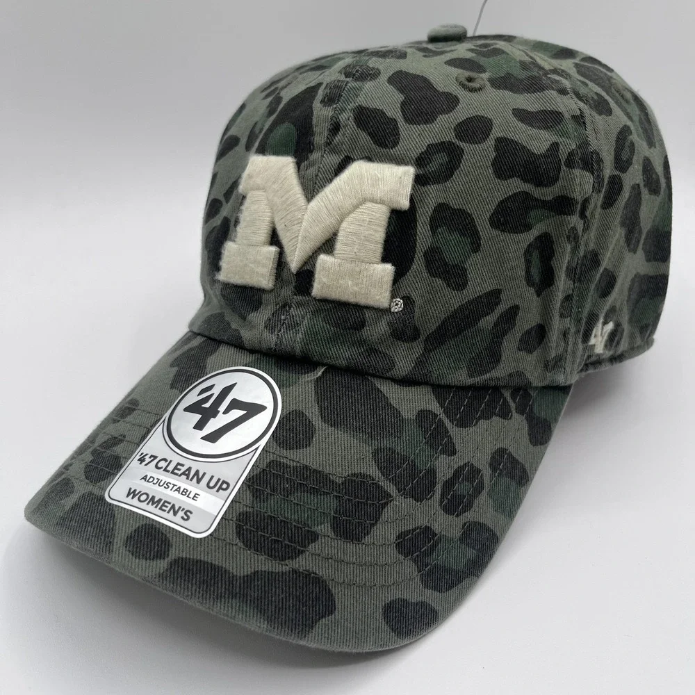 Michigan Wolverines Womens 47 Brand Hat Cap Strap Back Leopard NCAA Football NEW
